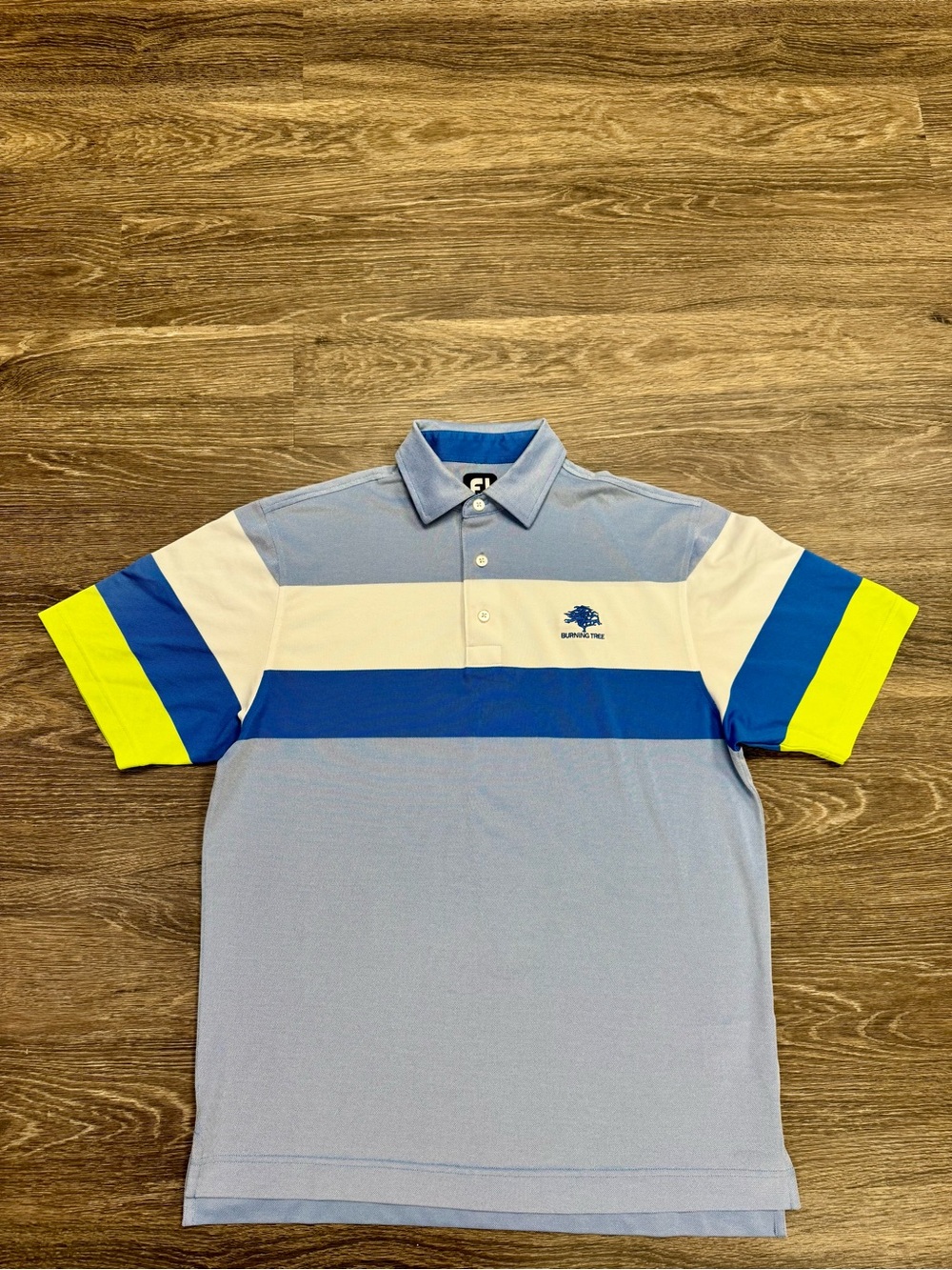 FootJoy FJ Burning Tree Golf Polo Men’s M Blue Colorblock Stretch